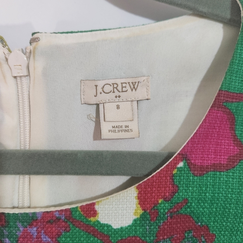 J Crew Floral Green Sleeveless Dress Size 8 - Picture 2 of 8